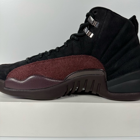 AIR JORDAN 12 RETRO SP X A MA MANIERE MENS SHOES NUBUCK SUEDE MAROON BURGUNDY - Picture 9 of 12